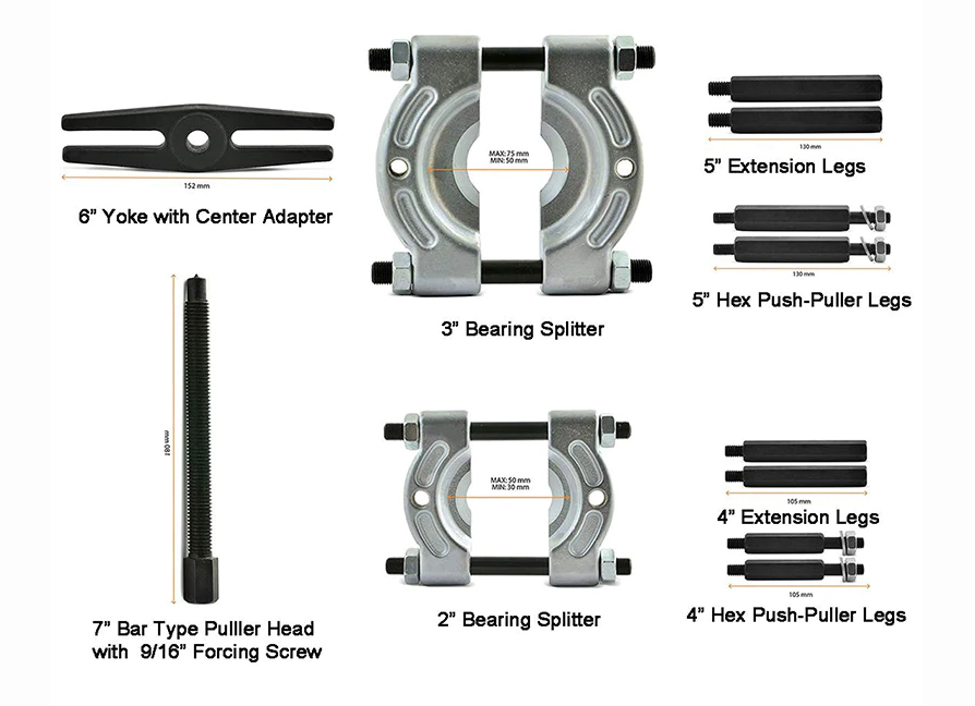 12pc Double Mechanical Bearing Separator Puller Remover Ø3075/170